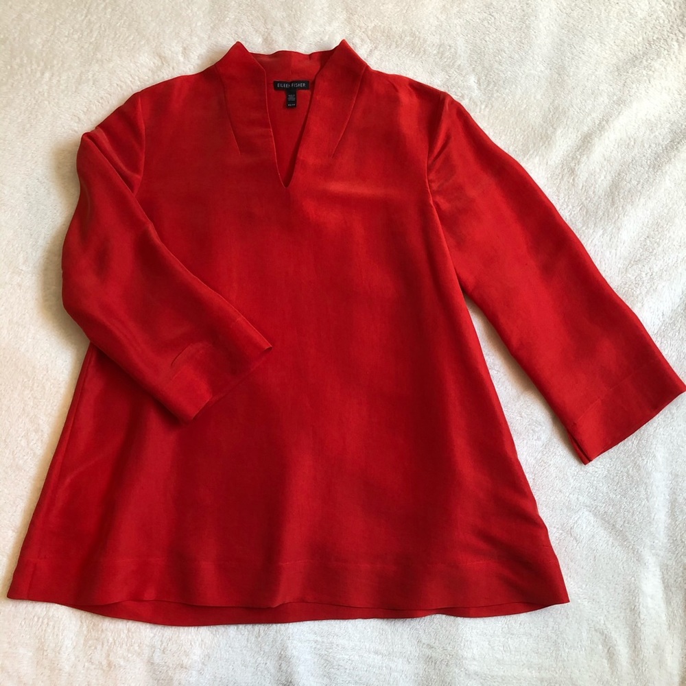Red Eileen Fisher Blouse
